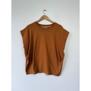 Revolve Pistola Women Muscle Tee Burnt Orange Brown Cotton Oversized Boxy M